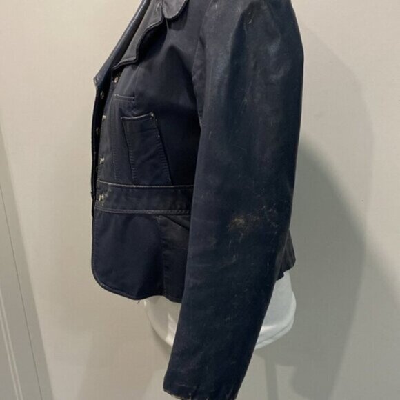 Vintage Blue Leather Moto Jacket Size Small - Picture 9 of 16